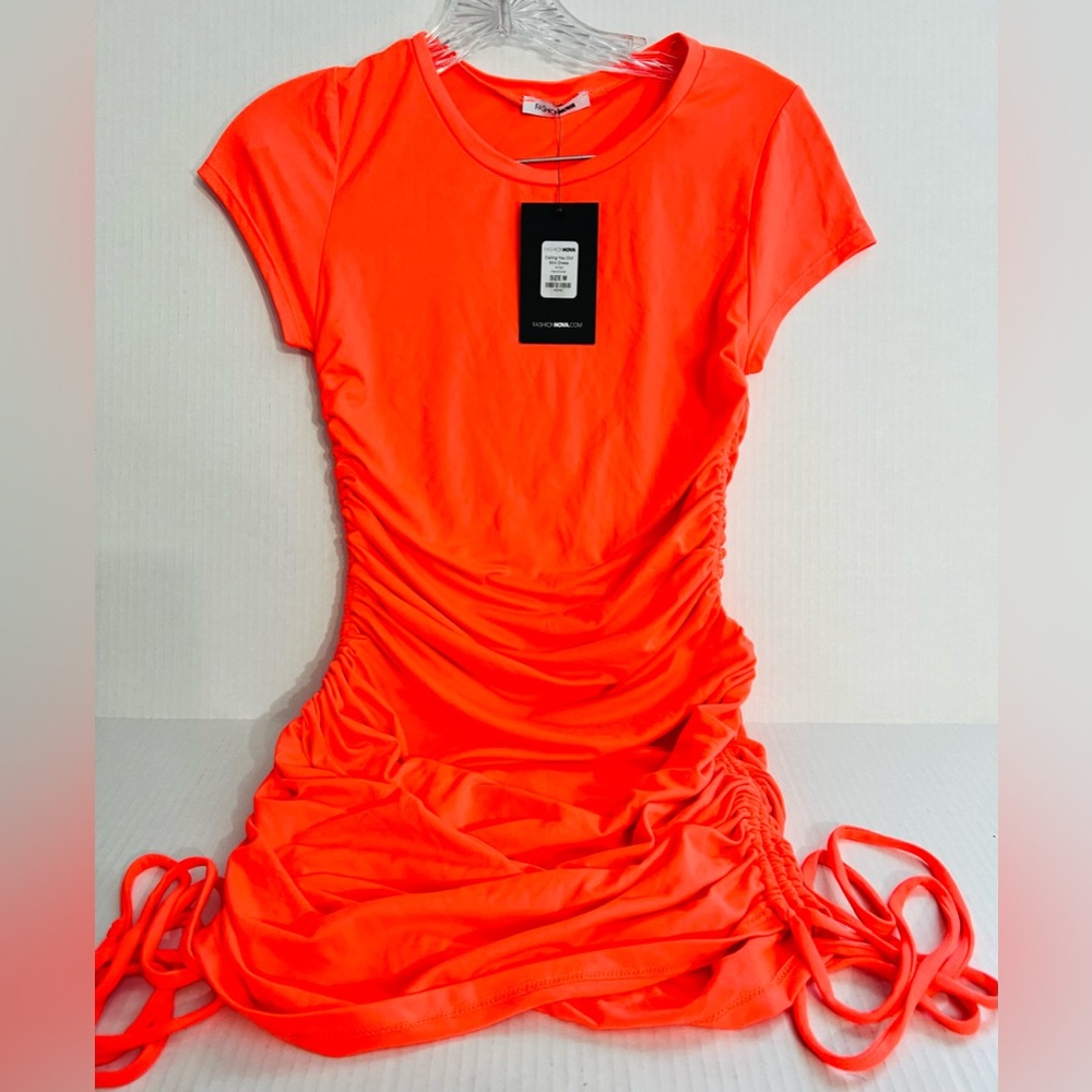Fashion Nova “Calling You Out” Mini Neon Coral Dress